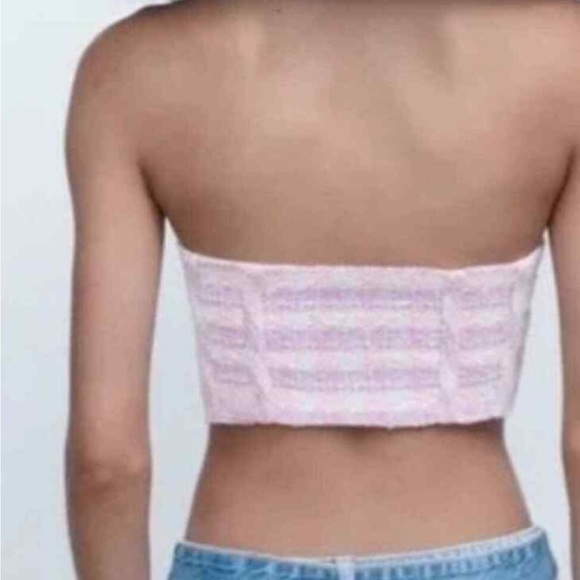 Zara Purple Pink and White Mini Gingham Crop Top💜🩷💜🩷 Cropped - Picture 5 of 6
